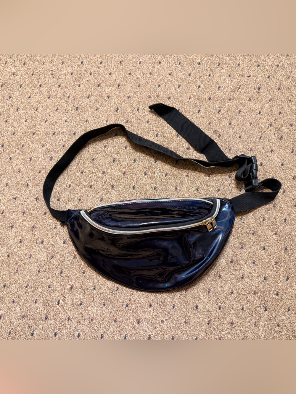 Navy Patent Crossbody Sling Bag